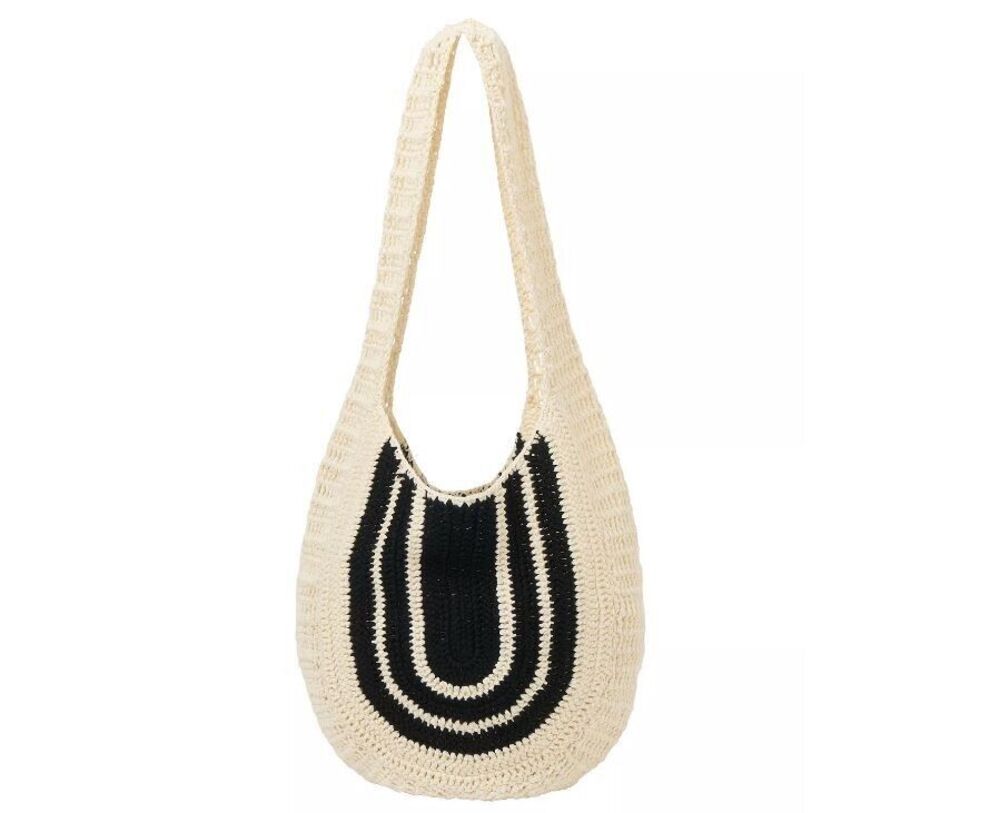 Urban Originals Crochet Black & Cream Valley Hobo Bag, NWT